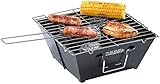 PEARL Faltgrill: Flach zusammenklappbarer Kohle-Grill, Grillfläche ca. 24,5 x 24 cm (Campinggrill Kohle klappbar, Faltbarer Grill, Klappbarer Kohlegrill)