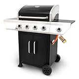 Nexgrill 4 Brenner Gasgrill Classic - Outdoor Grillwagen mit 4+1 Brennern und Seitenbrenner, Gusseisen Grillrost - 4 Hauptbrenner mit Seitenbrenner